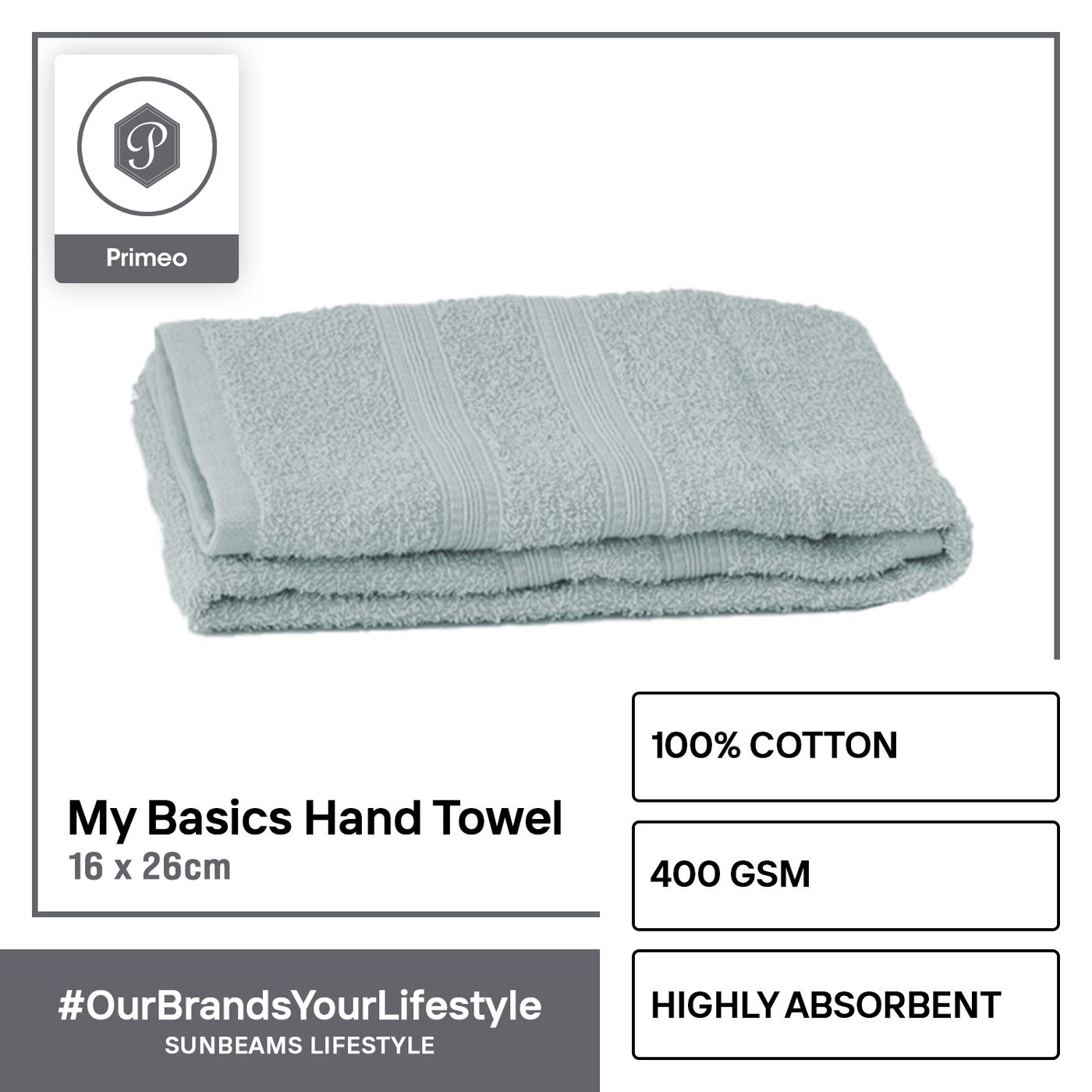 PRIMEO MY BASICS 100% Cotton Hand Towel