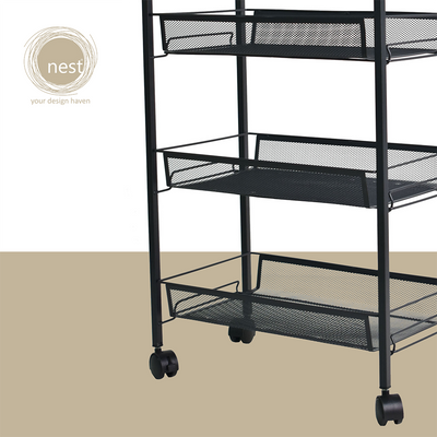 NEST DESIGN LAB 3 Multi-Tier Narrow Kitchen Storage Trolley Cart