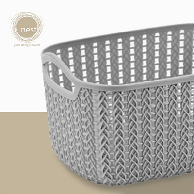 NEST DESIGN LAB Premium Knit Basket Storage Basket Modern Italian Design Amazing Gift Idea For Any Occasion! (Grey)