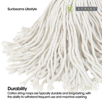 SCRUBZ Premium Cotton String Mop, Cleaning Mop, Floor Mop, Spin Mop with Easy Grip Handle - Heavy Duty Cleaning Essentials