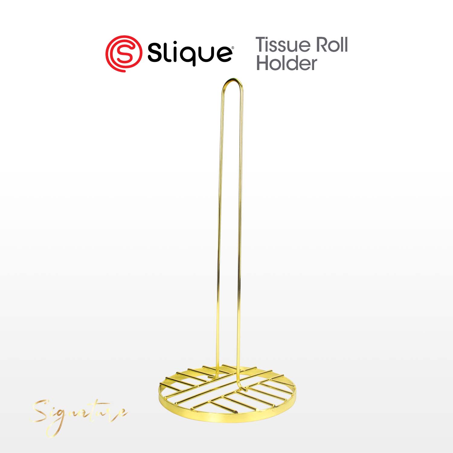 SIGNATURE by Slique Premium Kitchen Rack Metal Trivet | Napkin Holder | Fruit Basket | Utensil Holder | Tissue Roll Holder | Mug Rack | Pastry Stand - Gold Electroplate