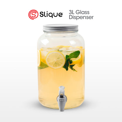SLIQUE Glass Dispenser 3L Soda lime Metal Dual Rack