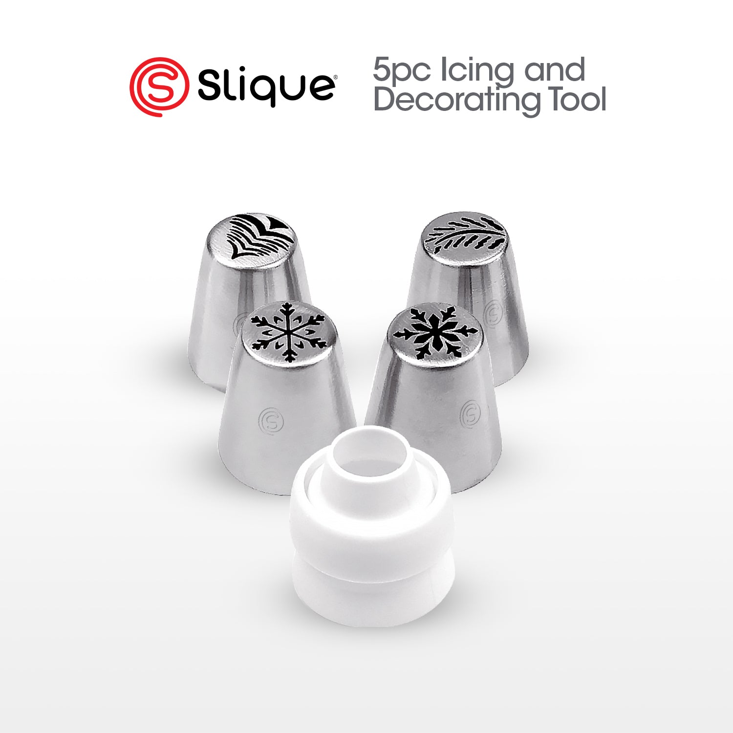 SLIQUE Premium 18/0 Stainless Steel Cake, Cupcake Icing Set w/ Coupler Set of 5