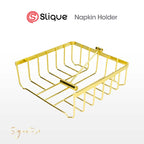 SIGNATURE by Slique Premium Kitchen Rack Metal Trivet | Napkin Holder | Fruit Basket | Utensil Holder | Tissue Roll Holder | Mug Rack | Pastry Stand - Gold Electroplate