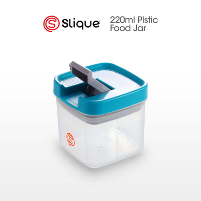 SLIQUE Premium PP Square Food Container 220ml (Aqua Green)