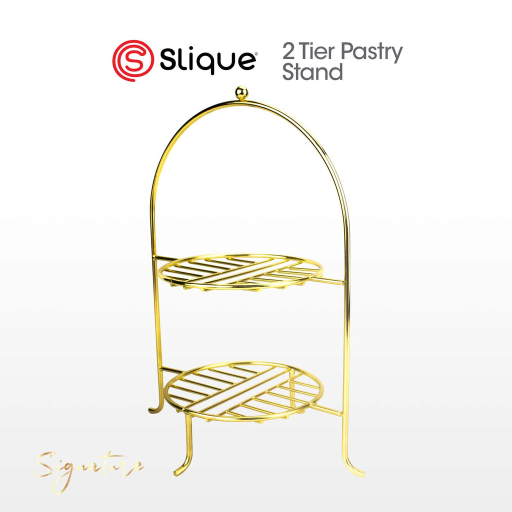 SIGNATURE by Slique Premium Kitchen Rack Metal Trivet | Napkin Holder | Fruit Basket | Utensil Holder | Tissue Roll Holder | Mug Rack | Pastry Stand - Gold Electroplate