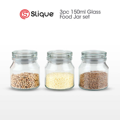 SLIQUE Glass Jar w/ Glass Lid | Ceramic Lid | Aluminum Lid [Set of 3]