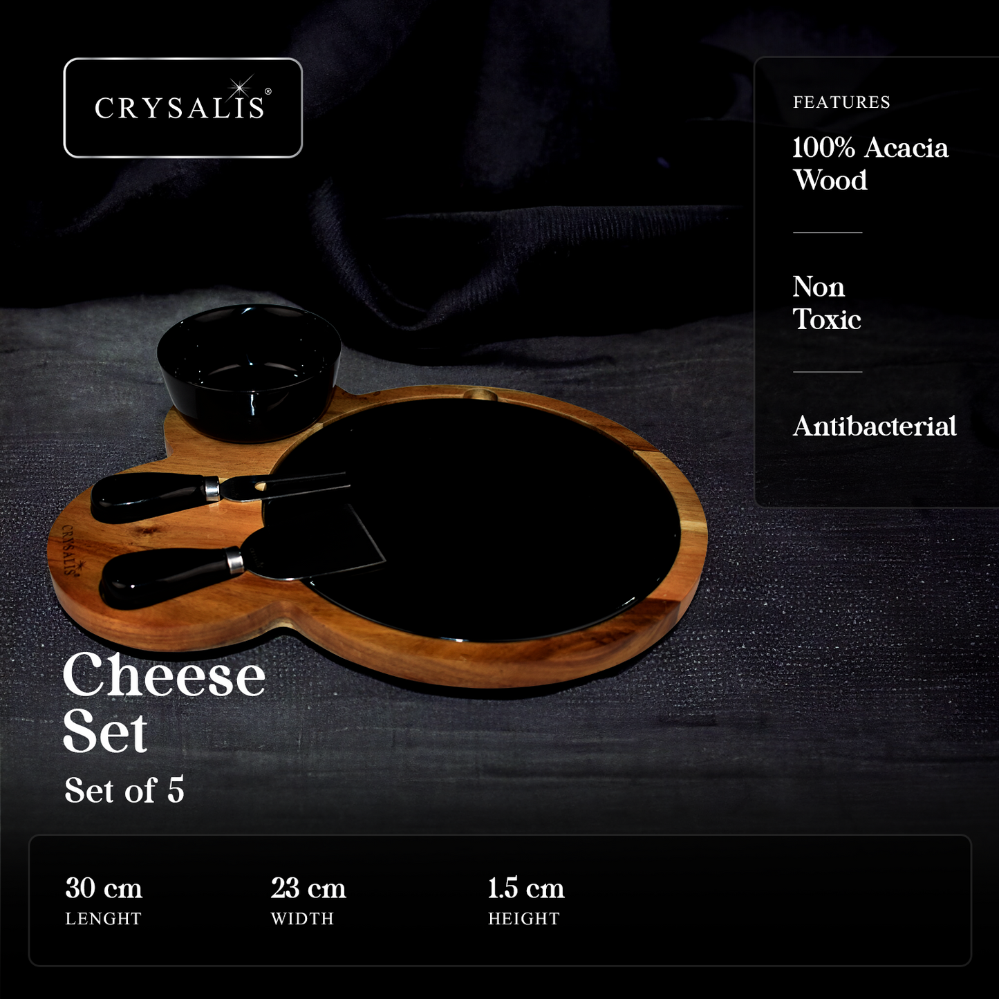 CRYSALIS Premium Cheese Set Cheese Board, Charcuterie [Set of 5/Set of 7] - Acacia Wood