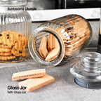 SLIQUE Premium Glass Jar w/ Glass Lid Airtight 1200ml|1.2L Set of 2