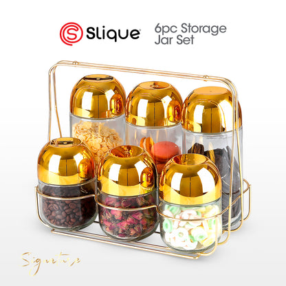 SIGNATURE by Slique Premium Kitchen Rack Metal Trivet | Napkin Holder | Fruit Basket | Utensil Holder | Tissue Roll Holder | Mug Rack | Pastry Stand - Gold Electroplate