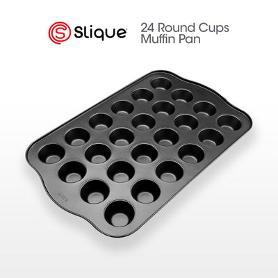 SLIQUE Premium Non-Stick 24 Cup Round Muffin Pan Oven Safe 35.4x26.8x3cm