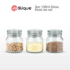 SLIQUE Glass Jar w/ Glass Lid | Ceramic Lid | Aluminum Lid [Set of 3]