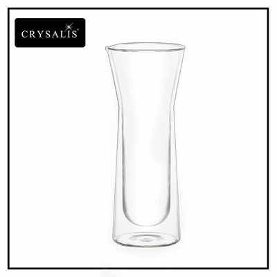 CRYSALIS Premium Clear Glass Carafe Double Wall  695ml | 23.5oz  Modern Italian Design Amazing Gift Idea For Any Occassion!