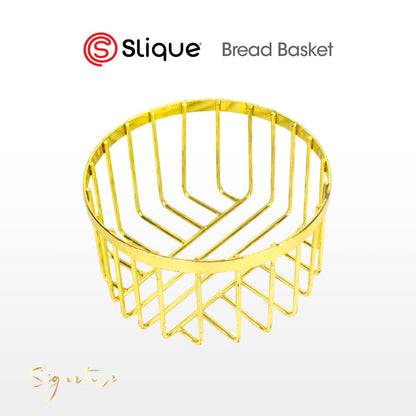 SIGNATURE by Slique Premium Kitchen Rack Metal Trivet | Napkin Holder | Fruit Basket | Utensil Holder | Tissue Roll Holder | Mug Rack | Pastry Stand - Gold Electroplate