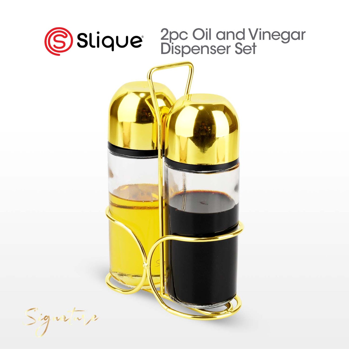 SIGNATURE by Slique Premium Kitchen Rack Metal Trivet | Napkin Holder | Fruit Basket | Utensil Holder | Tissue Roll Holder | Mug Rack | Pastry Stand - Gold Electroplate