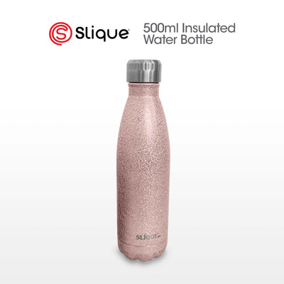 SLIQUE Stainless Steel Glitter Finish Insulated Water Bottle 500ml (Rosegold)