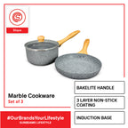 SLIQUE Marble Cookware Premium Multi Layer Non-Stick Marble Coating Set of 3