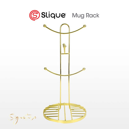 SIGNATURE by Slique Premium Kitchen Rack Metal Trivet | Napkin Holder | Fruit Basket | Utensil Holder | Tissue Roll Holder | Mug Rack | Pastry Stand - Gold Electroplate