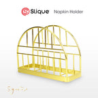 SIGNATURE by Slique Premium Kitchen Rack Metal Trivet | Napkin Holder | Fruit Basket | Utensil Holder | Tissue Roll Holder | Mug Rack | Pastry Stand - Gold Electroplate