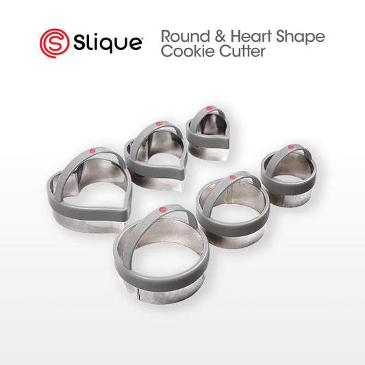 SLIQUE Premium Round & Heart Shape Cookie Cutter Set of 6