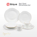 Signature by SLIQUE Opal Dinnerware sets | dinner plate | dessert plate | deep plate | dinner bowl - Extra Strong | Chip resistant | Outsanding whiteness