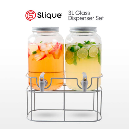 SLIQUE Glass Dispenser 3L Soda lime Metal Dual Rack