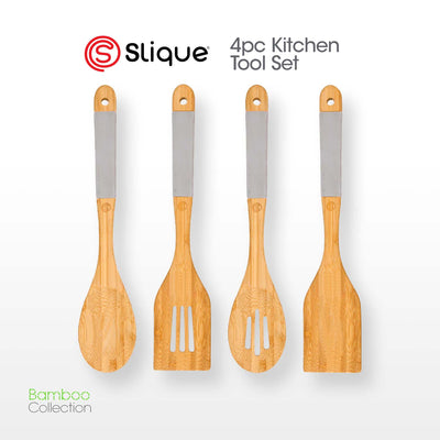 SLIQUE Wooden Kitchen Tools Set of 4 | Utensil Set