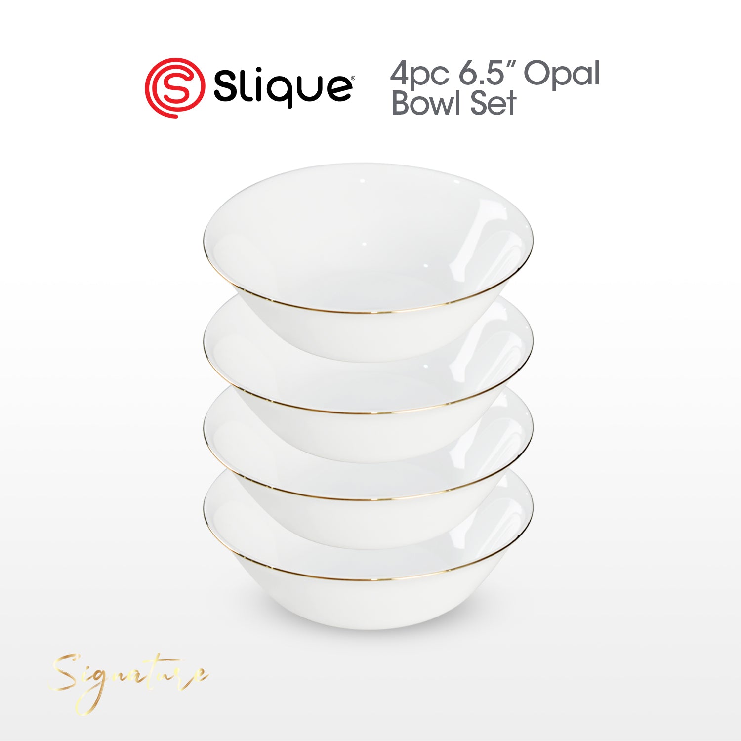 Signature by SLIQUE Opal Dinnerware sets | dinner plate | dessert plate | deep plate | dinner bowl - Extra Strong | Chip resistant | Outsanding whiteness