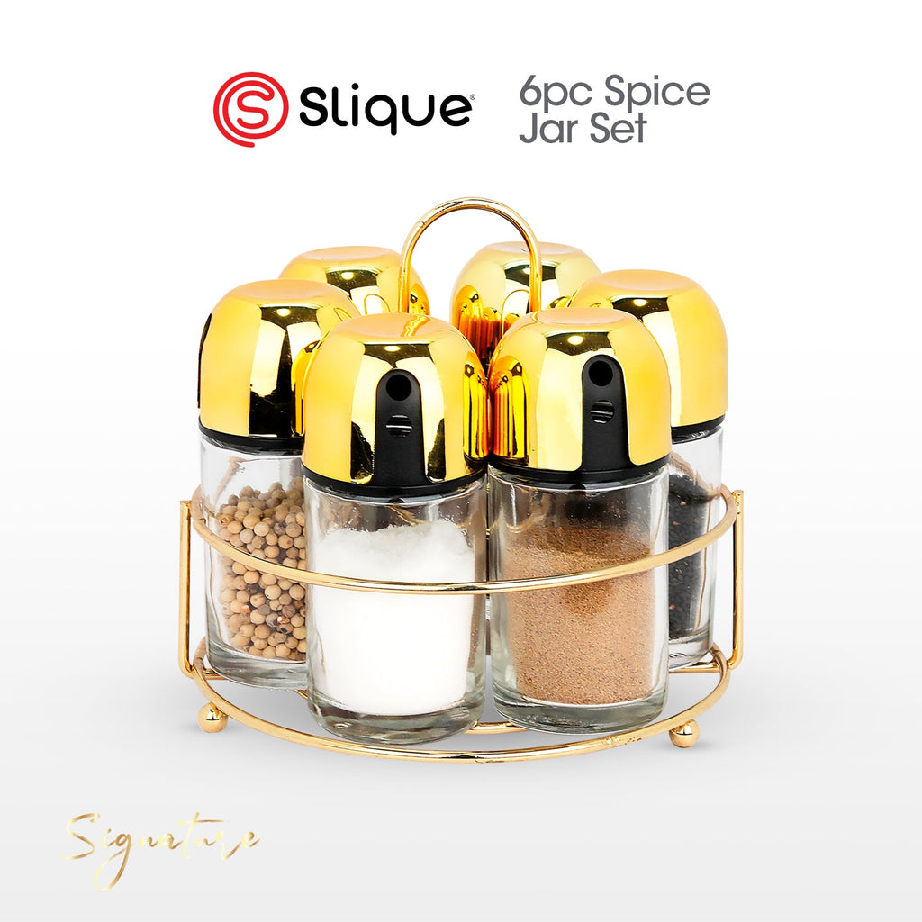 SIGNATURE by Slique Premium Kitchen Rack Metal Trivet | Napkin Holder | Fruit Basket | Utensil Holder | Tissue Roll Holder | Mug Rack | Pastry Stand - Gold Electroplate