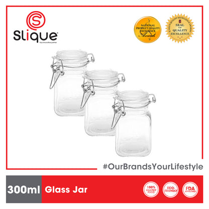 SLIQUE Glass Jar w/ Glass Lid | Ceramic Lid | Aluminum Lid [Set of 3]