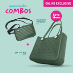 Quencha Waterproof EVA Beach Tote Combo & Hard Shell Sling Bag EDC Anti-Theft Crossbody