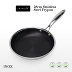 CRYSALIS INOX Stainless Steel Cookware Collection - Honeycomb Non-Stick Frypan, Saucepan, Dutch Oven, Wok Pan