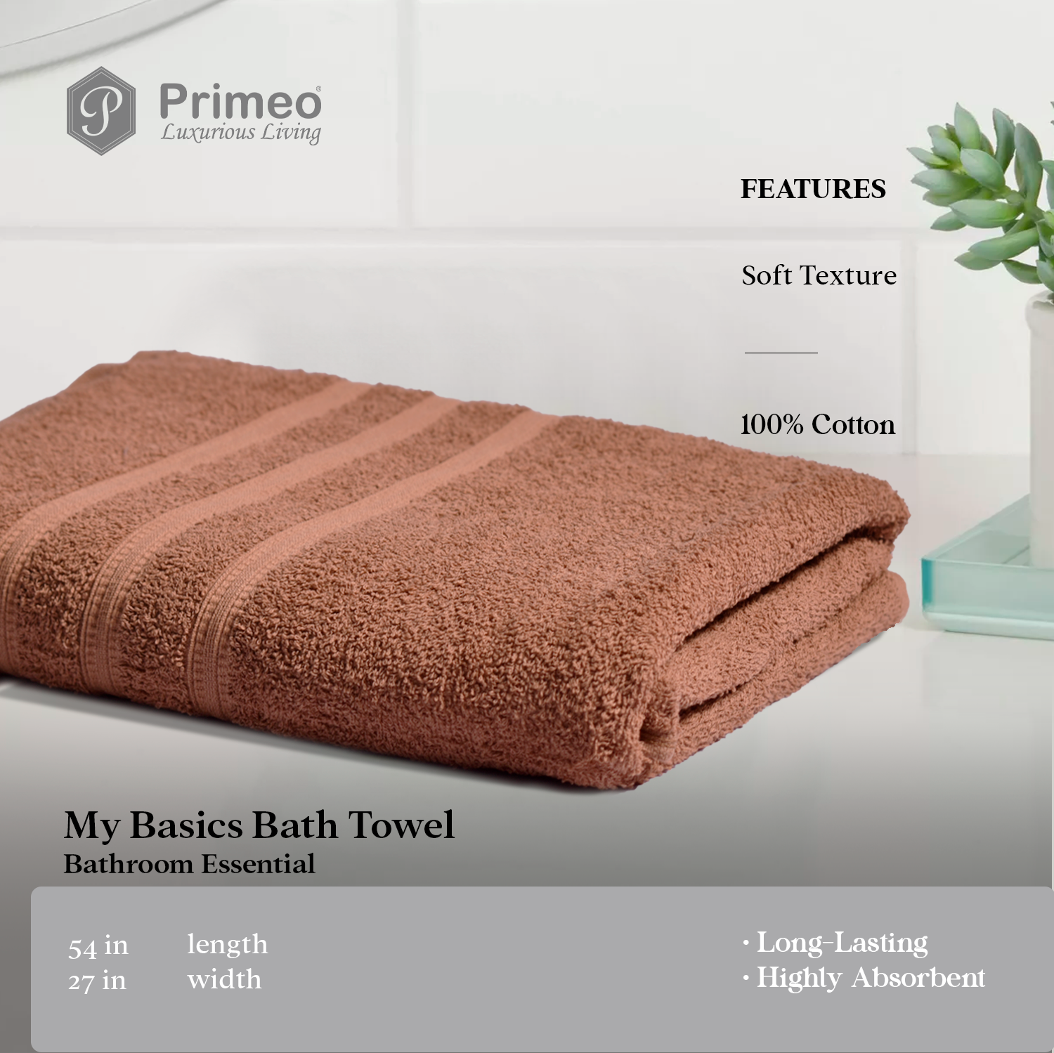 PRIMEO MY BASICS 100% Cotton Bath Towel