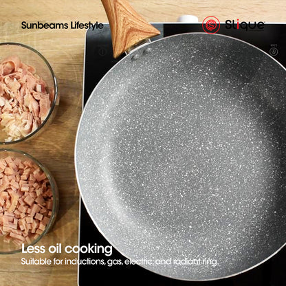 SLIQUE Avotech Marble Non-Stick Cookware – Fry Pan, Saucepan & Dutch Oven (16–28cm) | Induction Base | Scratch-Resistant Coating