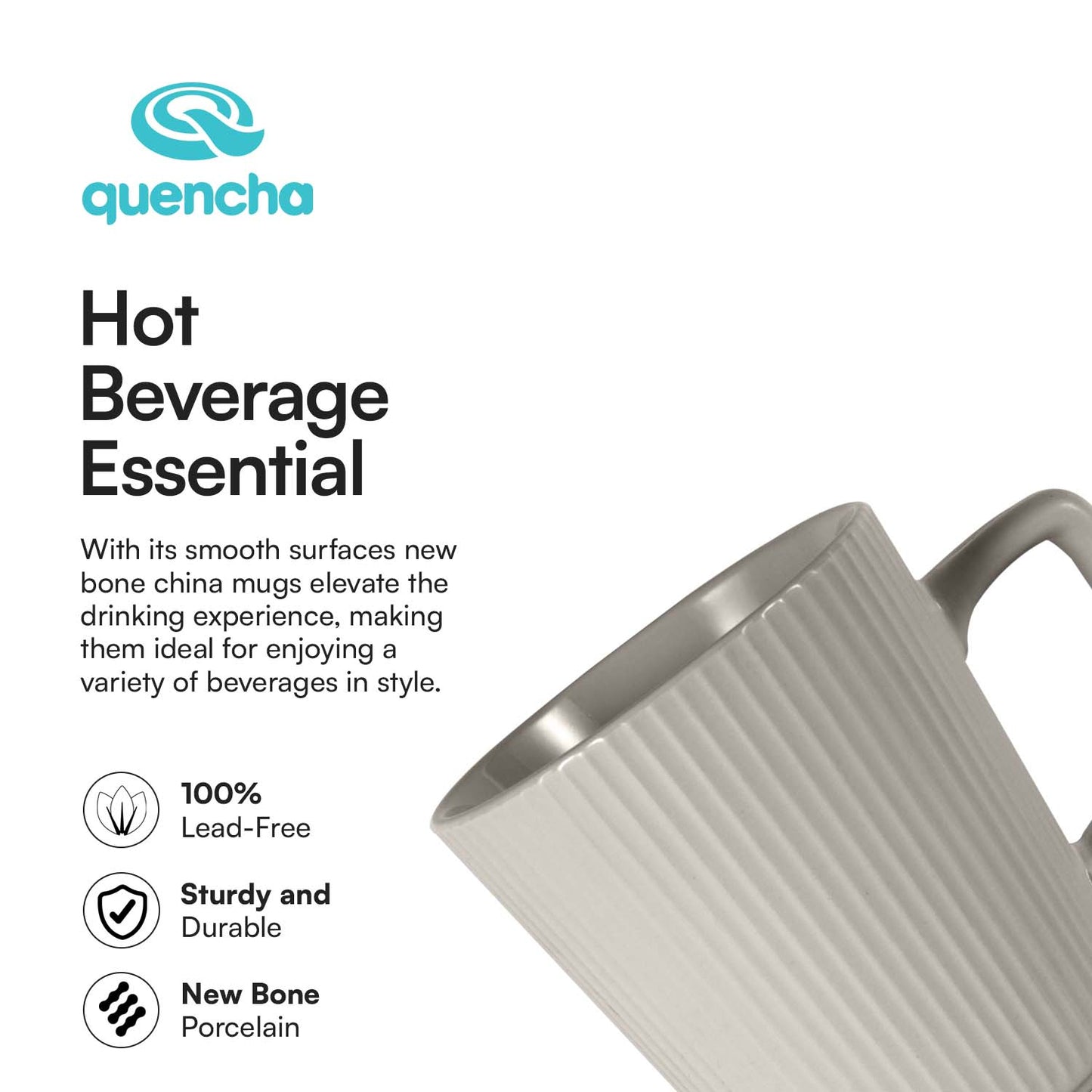 Quencha 325ml Chip Resistant Coffee Mug Porcelain Coffee Cup