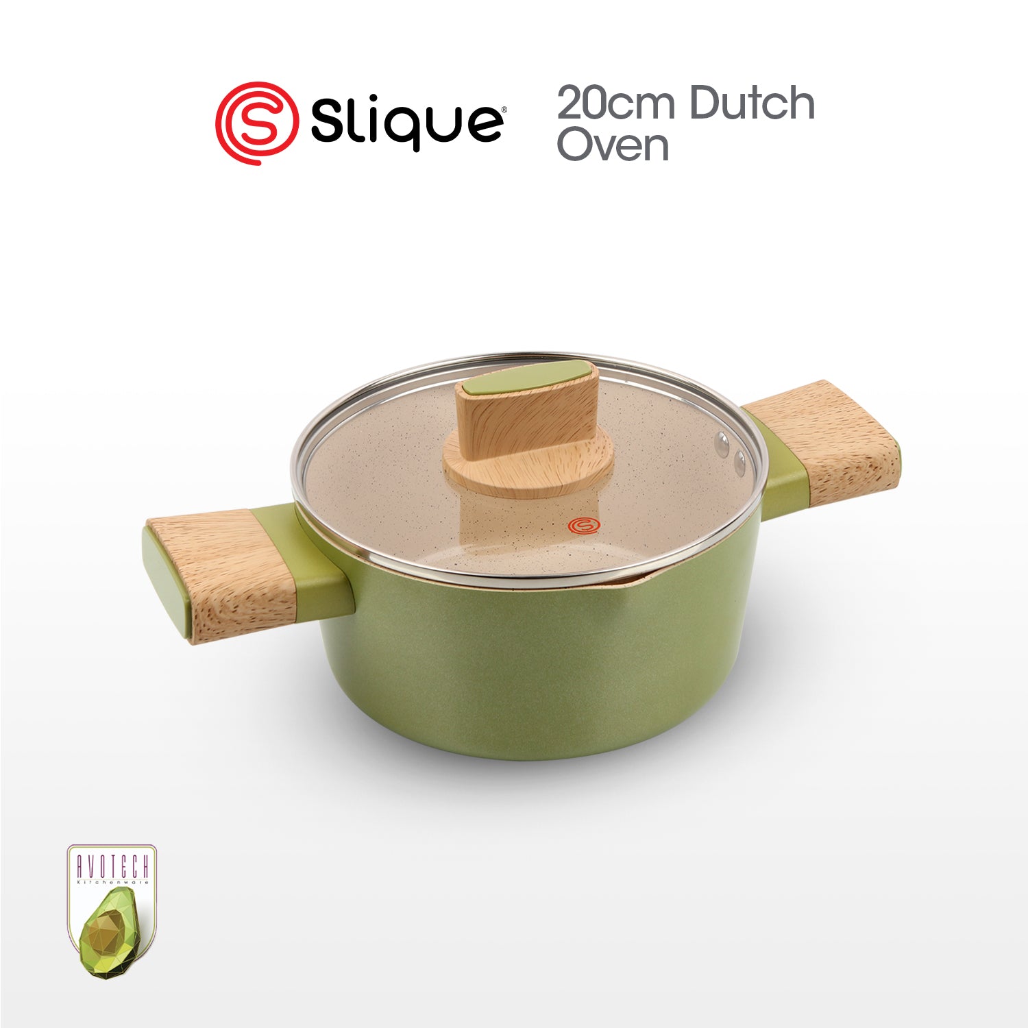 Slique AvoTech Ceramic Cookware Collection Heavy-Duty Non-Stick Frypan Wok Dutch Oven PFOA-Free Induction