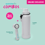 Quencha 18oz. & 37oz. Insulated Tumbler + Portable Cooling Fan – Perfect for Travel, Commute & Outdoors