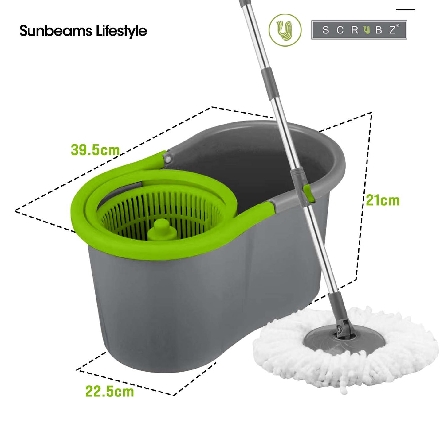 SCRUBZ Premium Microfiber Spin Magic Mop with Spinner 4L