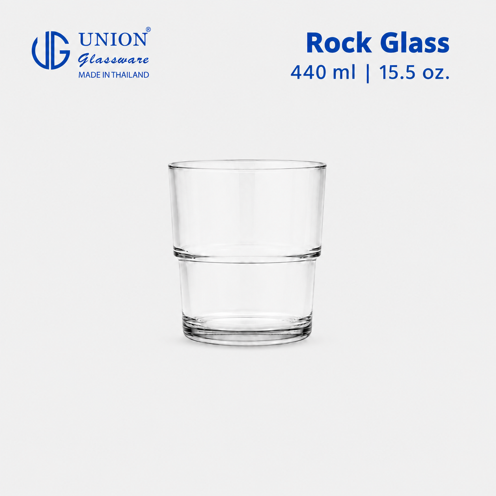 UNION GLASS Thailand Premium Clear Glass Rock Glass 440ml 15.5oz Set of 6