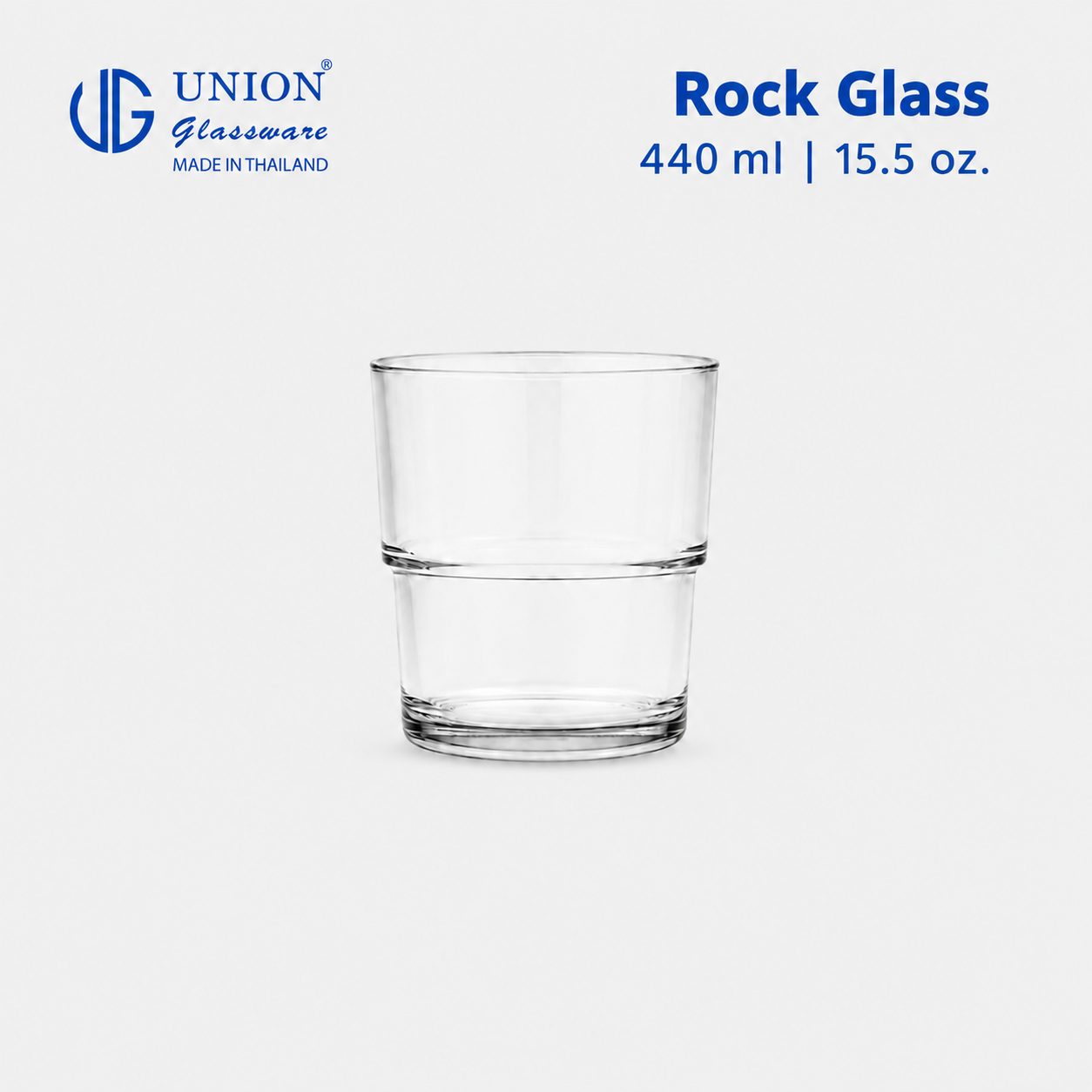 UNION GLASS Thailand Premium Clear Glass Rock Glass 440ml 15.5oz Set of 6