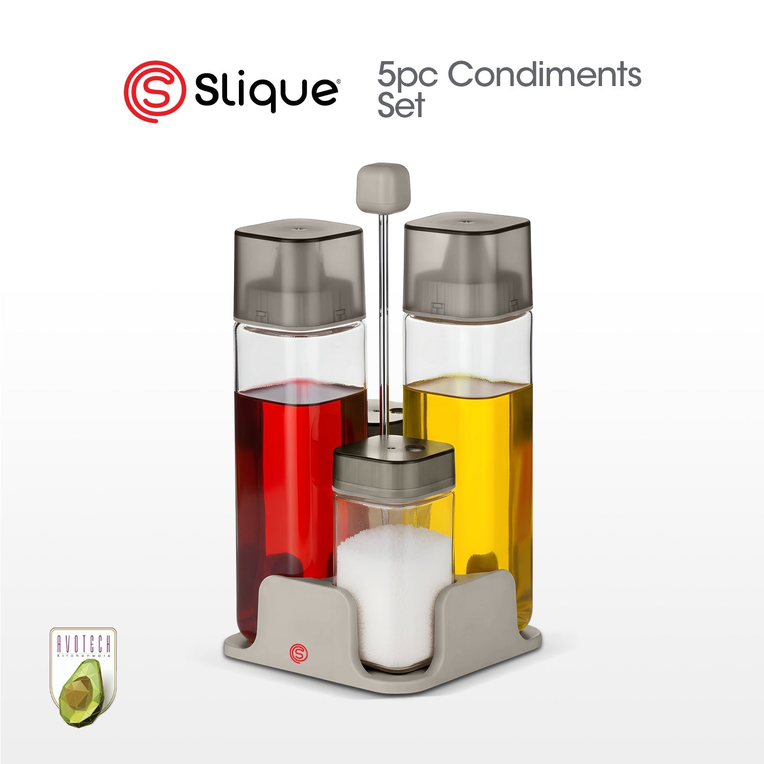 Slique AVOTECH Condiment Set Collection Oil Dispenser Spice Jars Salt & Pepper Set Kitchen Organizer