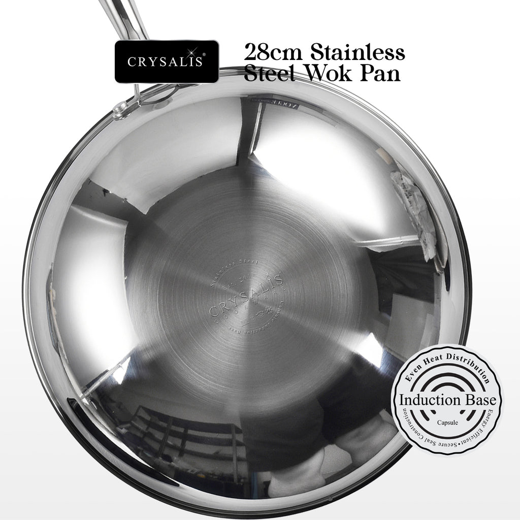 CRYSALIS INOX Stainless Steel Cookware Set - Honeycomb Non-Stick Frypan, Saucepan, Dutch Oven, Wok Pan