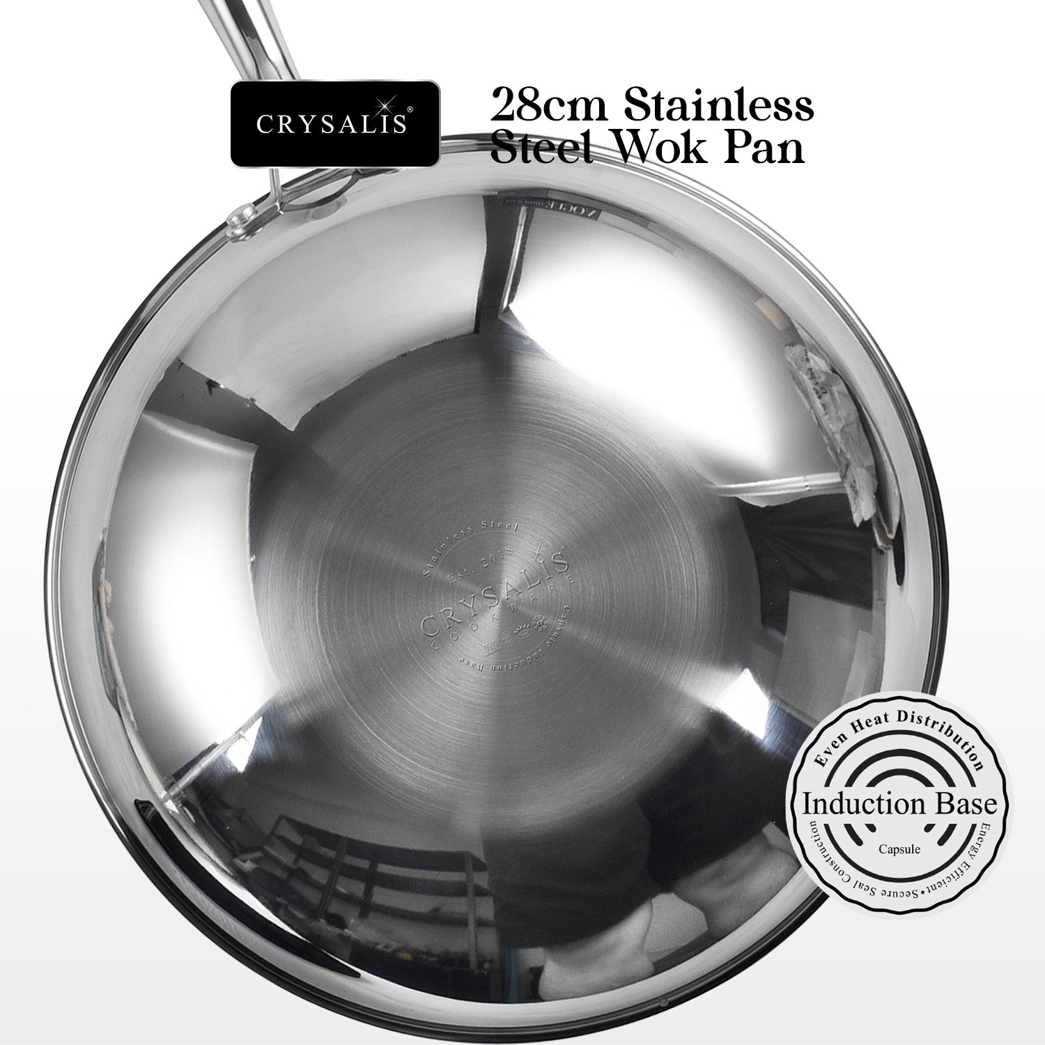 CRYSALIS INOX Stainless Steel Cookware Set - Honeycomb Non-Stick Frypan, Saucepan, Dutch Oven, Wok Pan