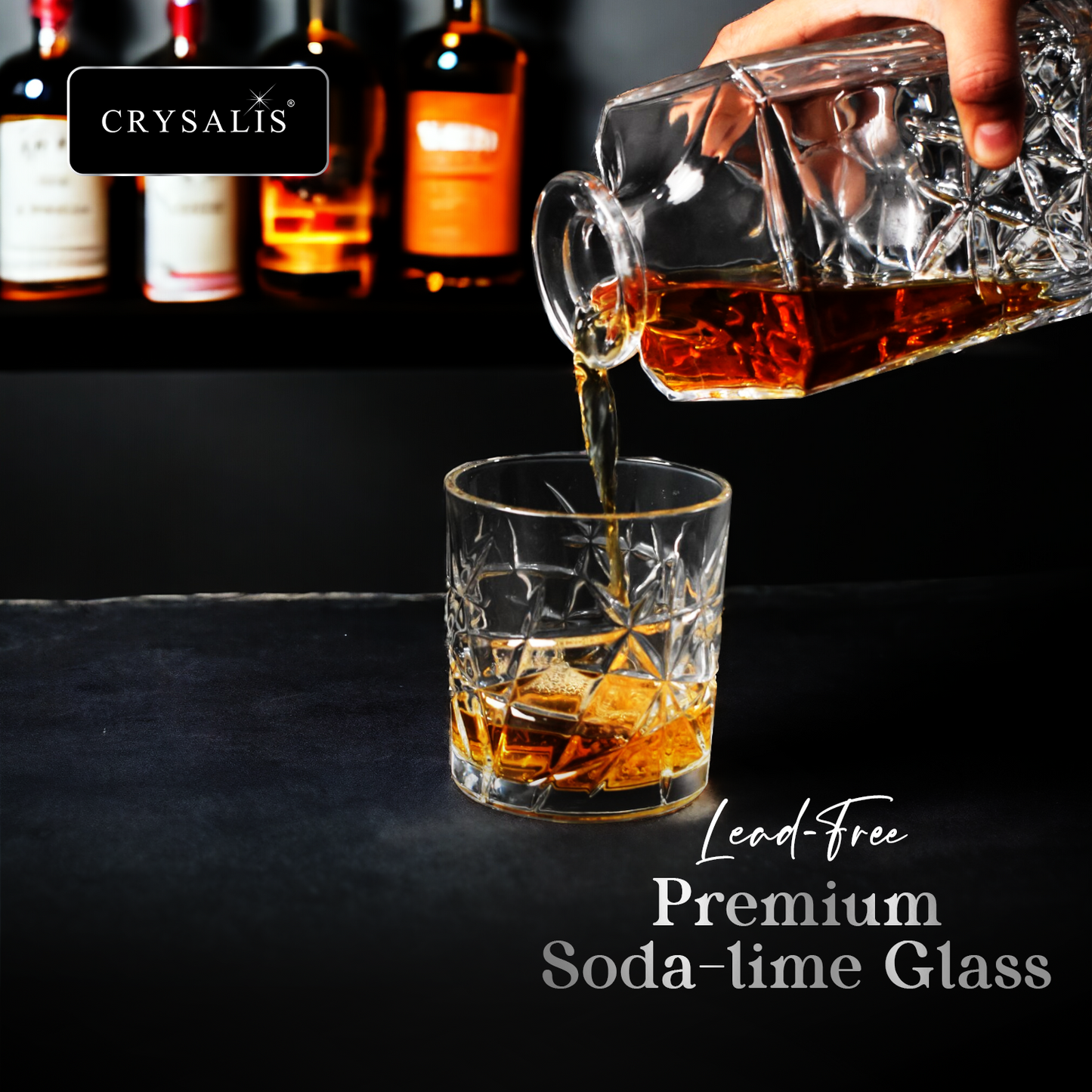 CRYSALIS Royalty 5pcs Decanter with Rock Glass Set