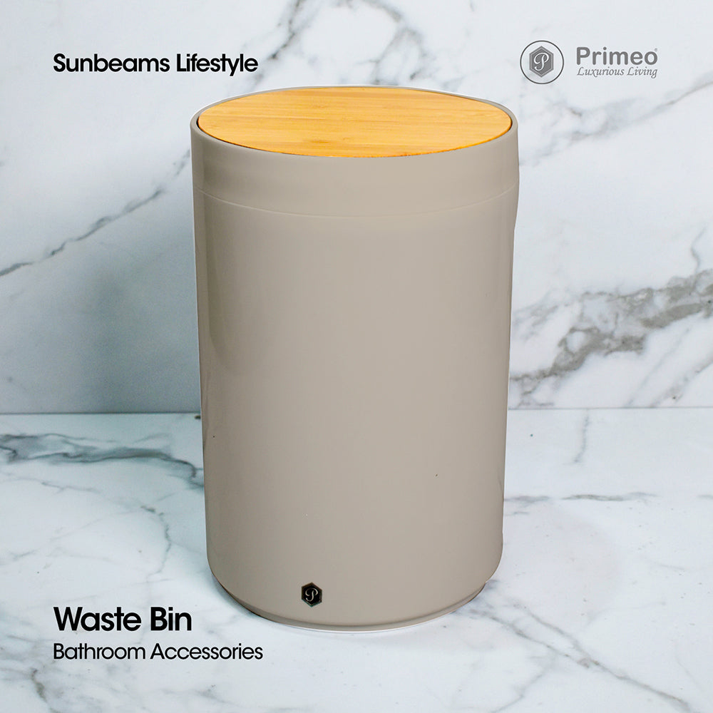 PRIMEO Premium Bamboo Waste Bin 18x18x27cm Modern Italian Design Amazing Gift Idea For Any Occasion!