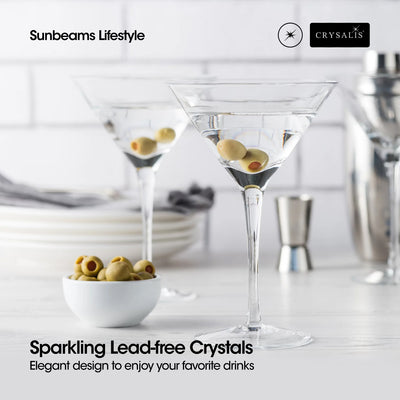 CRYSALIS Premium Martini Glass [Set of 2] Cocktail Glass 200ml | 6.76oz
