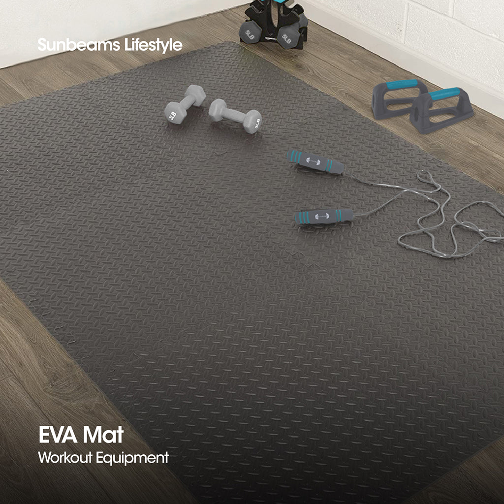FITSPIRE Premium EVA Interlocking Mat w/o Edges Set of 4 Workout Equipment Amazing Gift Idea for Any Occasion!