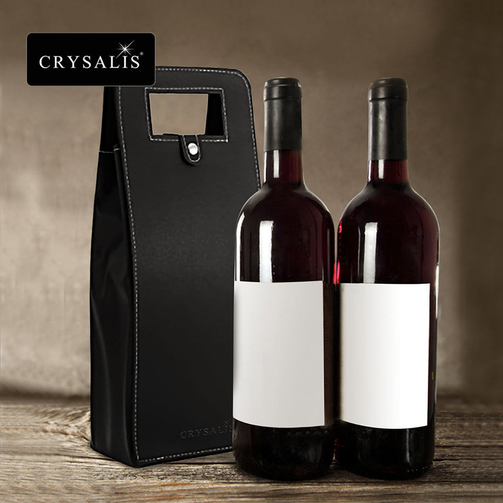 CRYSALIS Premium Wine Bag with Handle for 2 Bottle Stain Resistant Modern Italian Design Amazing Gift Idea For Any Occasion!