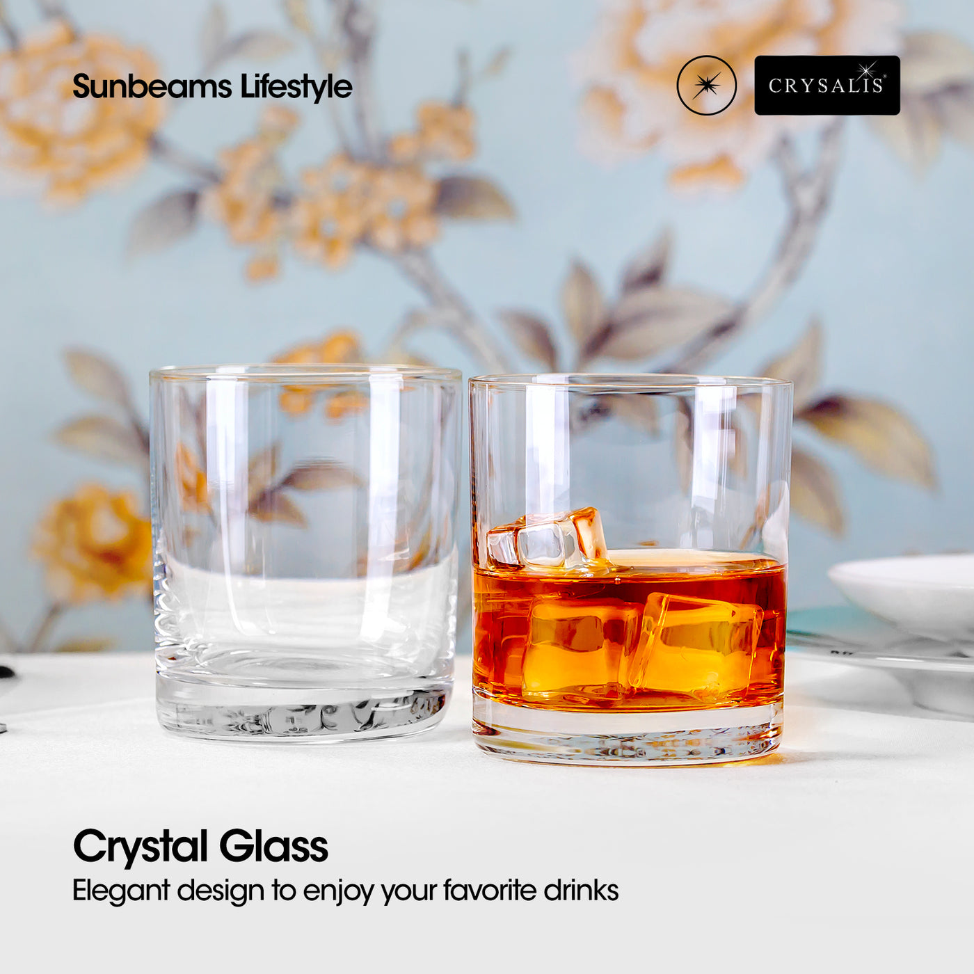 CRYSALIS Rock Glass Set of 2 | 300ml Drinking Glass