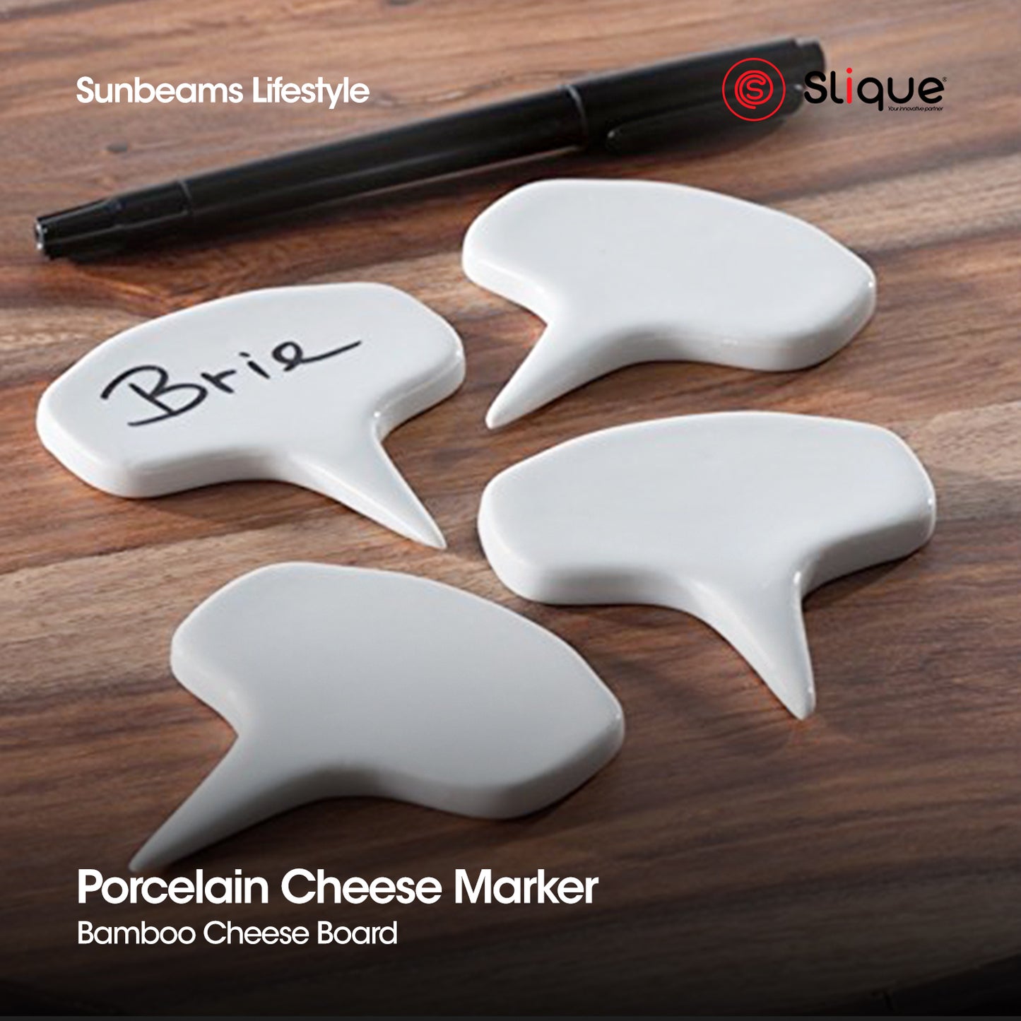 SLIQUE Porcelain Cheese Marker [Set of 6]
